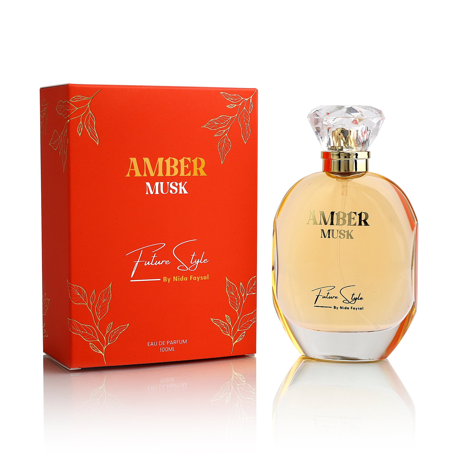 Amber Musk premium Arabian perfume bottle with rich oriental design, luxury fragrance by Future Style Perfumes UAE