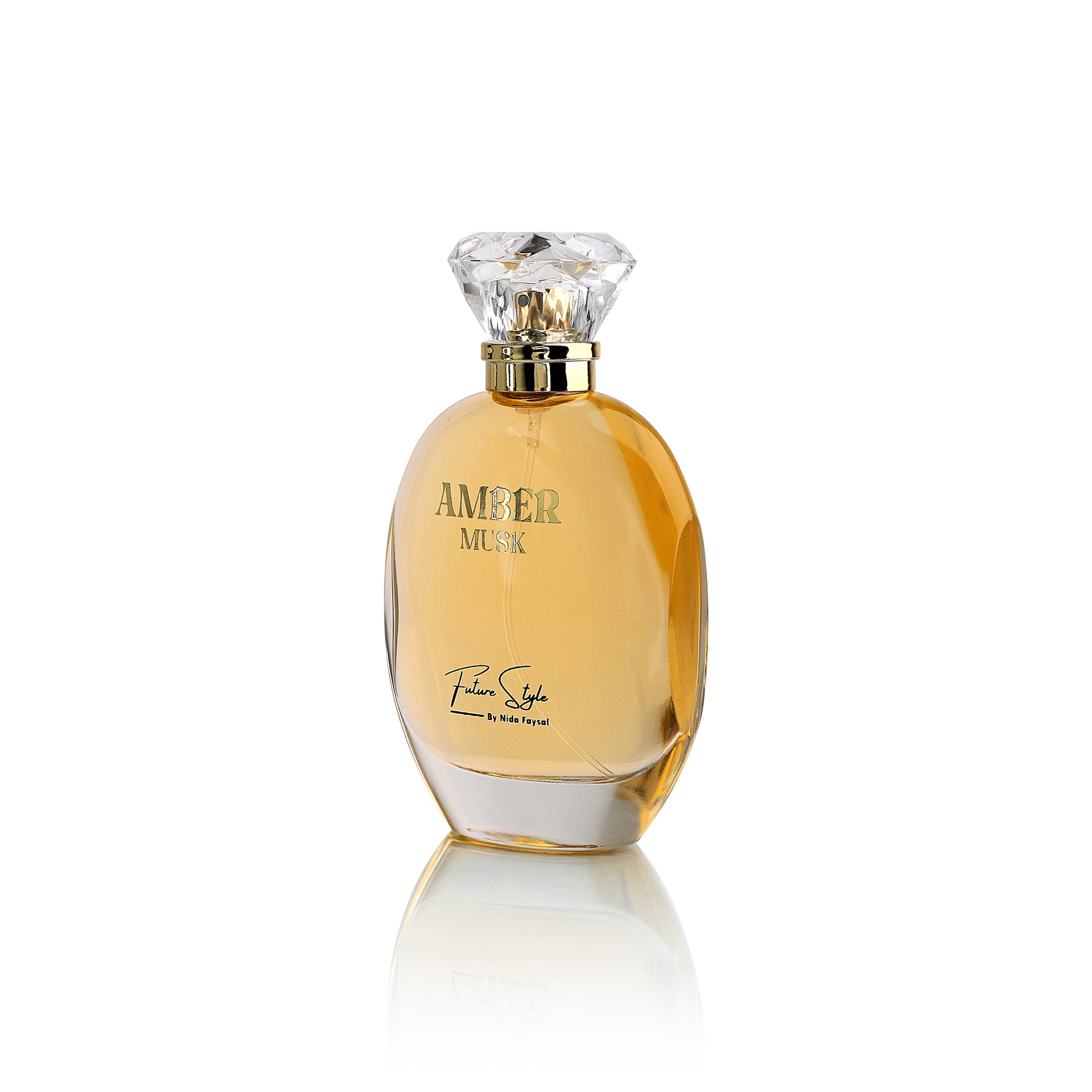Amber Musk premium Arabian perfume bottle with rich oriental design, luxury fragrance by Future Style Perfumes UAE